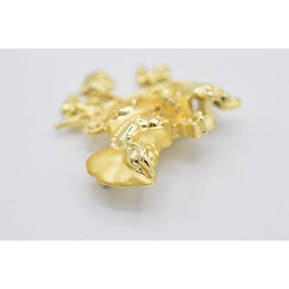 Danecraft Vintage Christmas Pin Brooch Brushed Gold Santa Sleigh Signed Bin1 - Picture 6 of 12